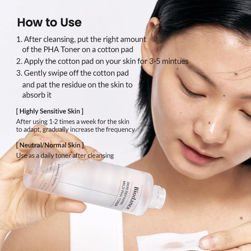Toner coreean cu PHA delicat pentru o piele catifelată și curată, perfect pentru rutina zilnică de îngrijire a tenului cu tendință acneică sau sensibilă. wowskin.ro